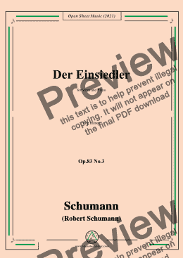 page one of Schumann-Der Einsiedler,Op.83 No.3,in g minor,for Voice and Piano