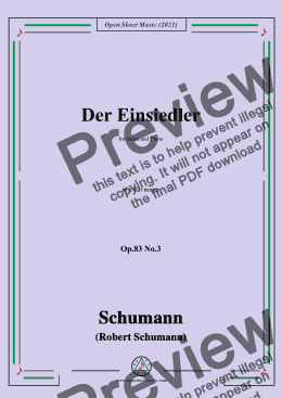 page one of Schumann-Der Einsiedler,Op.83 No.3,in a flat minor,for Voice and Piano