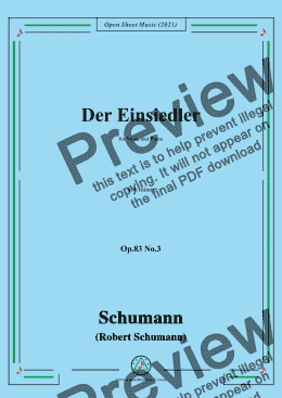 page one of Schumann-Der Einsiedler,Op.83 No.3,in b minor,for Voice and Piano