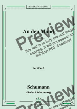 page one of Schumann-An den Mond,Op.95 No.2, in g minor,for Voice&Piano