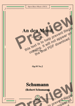 page one of Schumann-An den Mond,Op.95 No.2,in a flat minor,for Voice and Piano