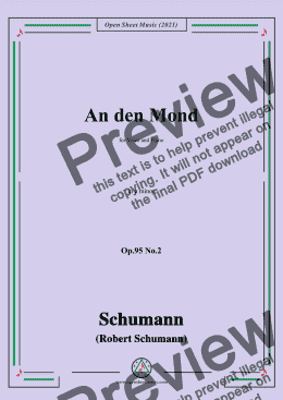 page one of Schumann-An den Mond,Op.95 No.2,in a minor,for Voice and Piano