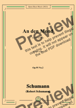 page one of Schumann-An den Mond,Op.95 No.2,in b falt minor,for Voice and Piano