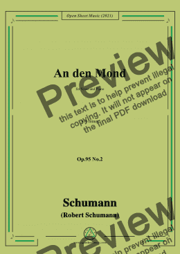 page one of Schumann-An den Mond,Op.95 No.2in b minor,for Voice and Piano