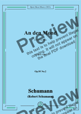 page one of Schumann-An den Mond,Op.95 No.2,in f sharp minor,for Voice and Piano