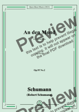 page one of Schumann-An den Mond,Op.95 No.2,in f minor,for Voice and Piano