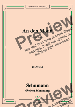 page one of Schumann-An den Mond,Op.95 No.2,in e minor,for Voice and Piano