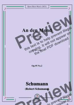 page one of Schumann-An den Mond,Op.95 No.2,in e flat minor,for Voice and Piano