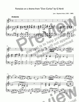 page one of Arban, Jean - Baptiste - Fantaisie on a theme from "Don Carlos" by G.Verdi for trumpet Bb & piano