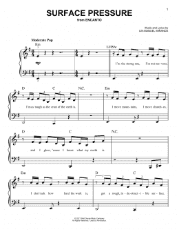 page one of Surface Pressure (from Encanto) (Easy Piano)