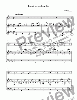 page one of Mozart, Wolfgang - Lacrimosa dies illa from Requiem for trumpet Bb & piano(low version)