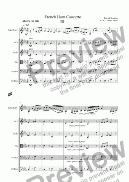 page one of French Horn Concerto 3rd Movement