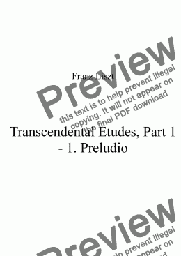 page one of Franz Liszt - Transcendental Etudes, Part 1 - 1. Preludio