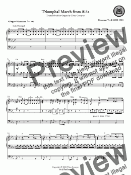 page one of Verdi - Triumphal March from Aida - Organ Transcription