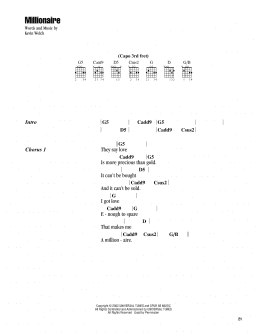 page one of Millionaire (Guitar Chords/Lyrics)