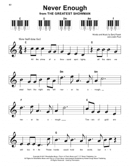 page one of Never Enough (from The Greatest Showman) (Super Easy Piano)