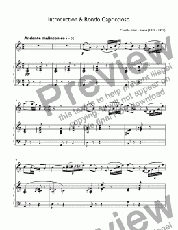 page one of Saint-Saëns, Camille - Introduction and Rondo capriccioso in A Minor, Op. 28 arr. for trumpet С & piano