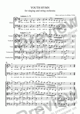 page one of YOUTH HYMN for singing and strings