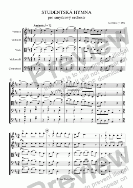 page one of STUDENTSKÁ HYMNA pro smyčcový orchestr - STUDENT HYMN for string orchestra