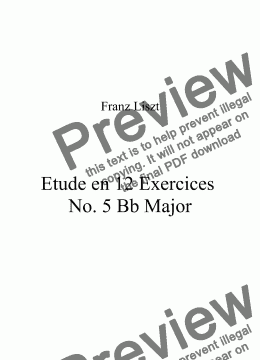 page one of Franz Liszt - Etude en 12 Exercices No 5 Bb Major