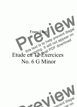 page one of Franz Liszt - Etude en 12 Exercices No 6 G Minor