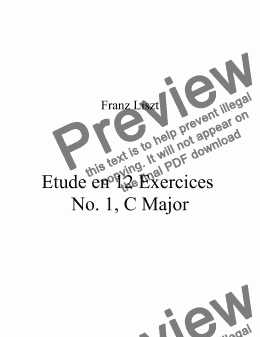 page one of Franz Liszt - Etude en 12 Exercices No. 1, C Major