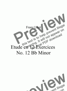 page one of Franz Liszt - Etude en 12 Exercices No. 12 Bb Minor