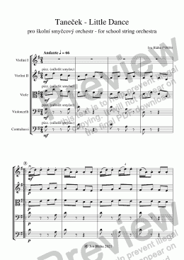 page one of TANEČEK pro školní smyčcový orchestr - LITTLE DANCE for school string orchestra