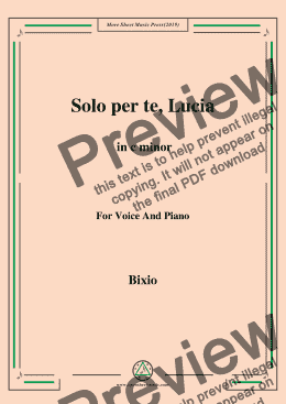 page one of Bixio-Solo per te, Lucia in c minor