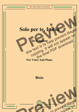 page one of Bixio-Solo per te, Lucia in d minor