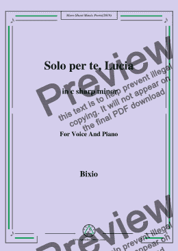 page one of Bixio-Solo per te, Lucia in c sharp minor