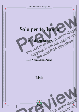 page one of Bixio-Solo per te, Lucia in f sharp minor