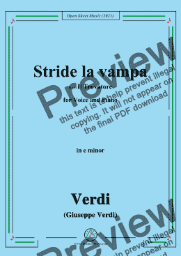 page one of Verdi-Stride la vampa,from 'Il Trovatore',in e minor,for Voice and Piano