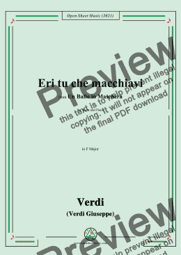 page one of Verdi-Eri tu che macchiavi,in F Major,from Un Ballo in Maschera,for Voice and Piano