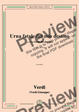 page one of Verdi-Urna fatale del mio destino,in a minor,from La forza del destino,for Voice and Piano