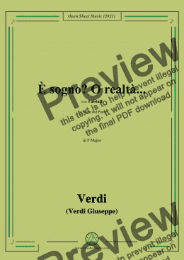 page one of Verdi-È sogno?O realtà...,in F Major,from Falstaff,for Voice and Piano