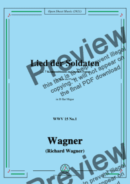 page one of Wagner-Lied der Soldaten,in B flat Major,in B flat Major,for Voice and Piano