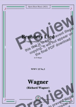 page one of Wagner-Branders Lied,in D Major,for Voice and Piano