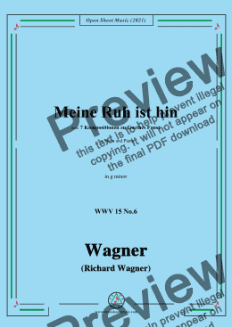 page one of Wagner-Meine Ruh ist hin,in g minor,for Voice and Piano