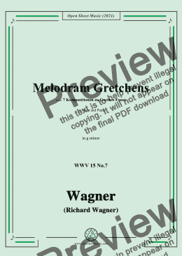 page one of Wagner-Melodram Gretchens,in g minor,for Voice and Piano