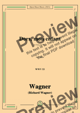 page one of Wagner-Dors,mon enfant(Sleep,My Child;Schlafe,mein Kind!),in F Major,for Voice and Piano