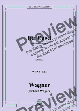 page one of Wagner-Der Engel,in G Major,from Wesendonck-Lieder,for Voice and Piano