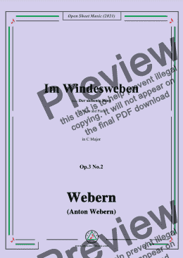 page one of Webern-Im Windesweben,Op.3 No.2,from Der siebente Ring,in C Major,for Voice and Piano