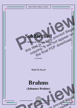 page one of Brahms-Schifferlied (Dort in den Weiden steht ein Haus),in g minor,for Voice and Piano