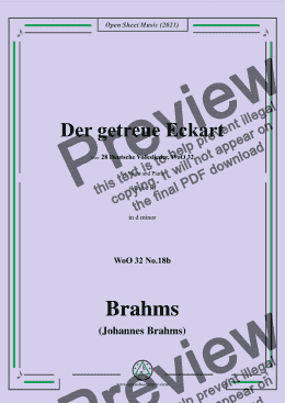 page one of Brahms-Der getreue Eckart (In der finstern Mitternacht),in d minor,for Voice and Piano