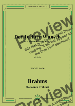 page one of Brahms-Der Tochter Wunsch (Och Modr ich well en Ding han!),in E Major,for Voice and Piano