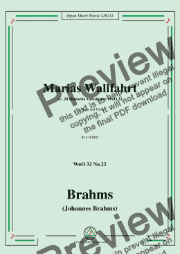 page one of Brahms-Marias Wallfahrt (Maria ging aus wandern),in a minor,for Voice and Piano