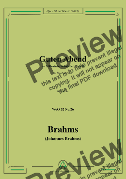 page one of Brahms-Guten Abend,in b minor,for Voice and Piano