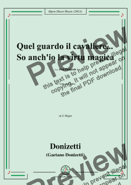 page one of Donizetti-Quel guardo il cavaliere...So anch'io la virtu magica,in G Major,for Voice and Piano