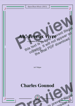 page one of Gounod-Ah!Je veux vivre dans le reve qui m'enivre,in F Major,for Voice and Piano